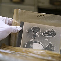 Das Ringmuseum der Kunstgewerbeschule Pforzheim: Objekte, Ordnungen und Orte einer bedeutenden Sammlung © Ringsammlung der Kunstgewerbeschule Pforzheim, Glasnegativ und Fotoabzug Nr. 1031, undatiert , Photo: Hochschularchiv Pforzheim, Foto: Tabea Schmid Das Ringmuseum der Kunstgewerbeschule Pforzheim: Objekte, Ordnungen und Orte einer bedeutenden Sammlung