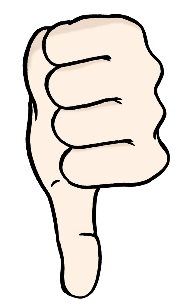 schlecht Illustration eines Daumens, der nach unten zeigt und "schlecht" symbolisiert. - copyright:Lebenshilfe für Menschen mit geistiger Behinderung Bremen e.V.