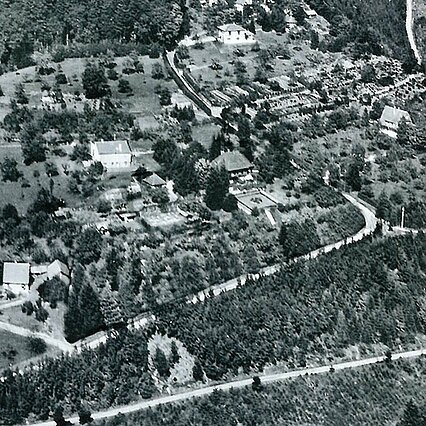 Historische Aufnahme, Luftbild von Würm, schwarz-weiß