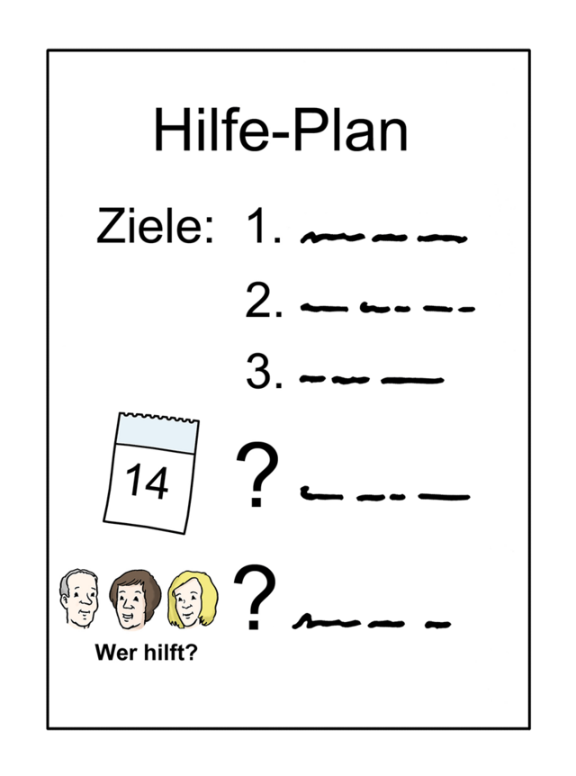Illustration: Ein Hilfeplan. - copyright:Lebenshilfe für Menschen mit geistiger Behinderung Bremen e.V.