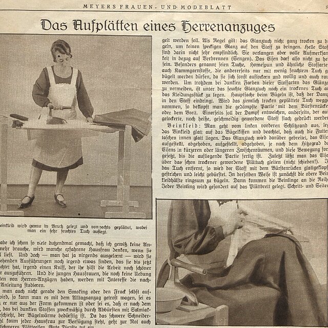 Abbildung: Frau beim Bügeln. Schweizer Frauenzeitschrift von 1929