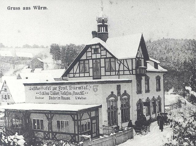 Historische Aufnahme, schwarz-weiß: Kurhotel Post um circa 1930