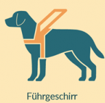 Geschirr Assistenzhund Illustration eines Assistenzhundes mit Führgeschirr - copyright:Stadt Pforzheim