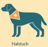 Assistenzhund mit Halstuch Illustration eines Assistenzhundes mit Halstuch - copyright:Stadt Pforzheim