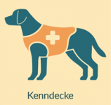 Assistenzhund mit Kenndecke Illustration eines Assistenzhundes mit Kenndecke - copyright:Stadt Pforzheim