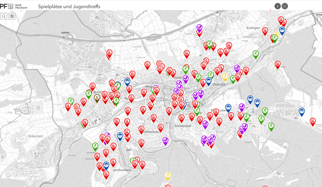 BürgerGIS-Screenshot - Karte für Jugendliche - copyright:Stadt Pforzheim