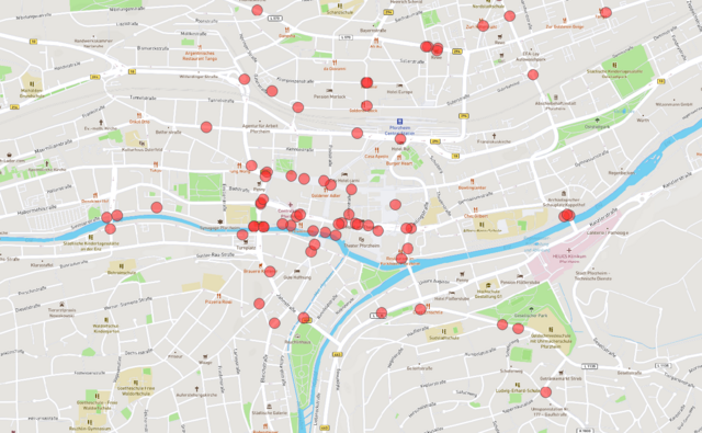 Kartenansicht: Unsicherheitsgefühl bei zu Fuß gehenden - copyright:Kartenausschnitt: OpenStreetMap / Grafische Bearbeitung: Kokonsult