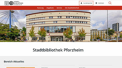 Screenshot der Startseite Stadtbibliothek: Das Gebäude der Stadtbibliothek