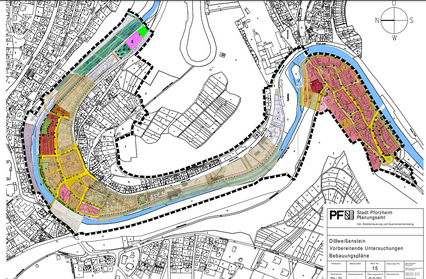 Kartenausschnitt Untersuchungsgebiet: Plan Nr. 15: Bebauungspläne - copyright:Stadt Pforzheim