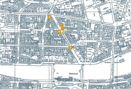 Pforzheimer Stadtplan von 1941 mit Zähringerallee 24, Zähringer Löwe, Jugendstileckhaus Nr. 27/29. - copyright:Stadt Pforzheim