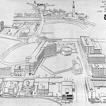Der Wettbewerbsentwurf des Stuttgarter Architekten Rudolf Prenzel (1973). - copyright:Veröffentlicht in: Gerbing/Greschat/Timm: Sie bauten eine neue Stadt, S. 142