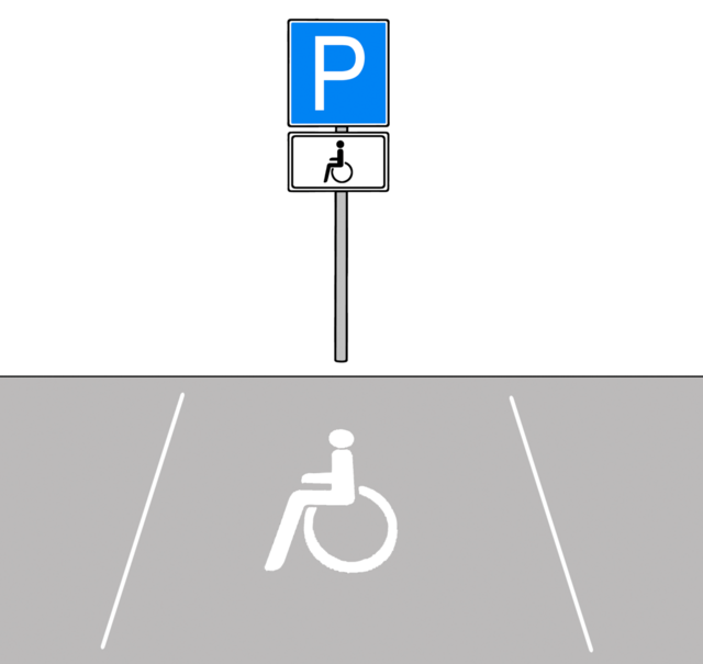 Illustration: Behindertenparkplatz - copyright:Lebenshilfe für Menschen mit geistiger Behinderung Bremen e.V.