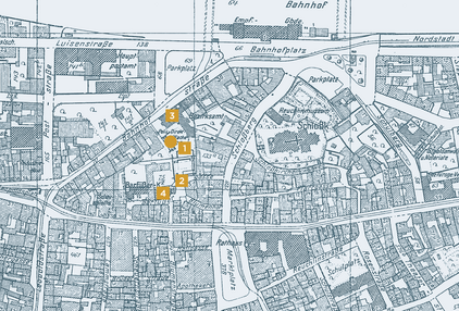  Pforzheim city map from 1941 with Blumenhof, Barfüßergasse and the Grand Ducal-Baden district office. - copyright:Stadt Pforzheim