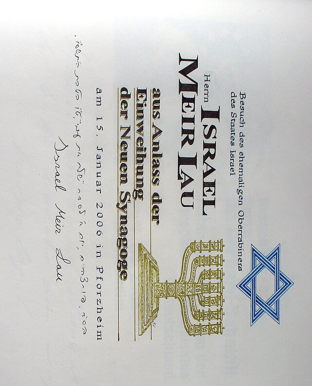 Bild: Eintrag Goldenes Buch Israel Meir Lau