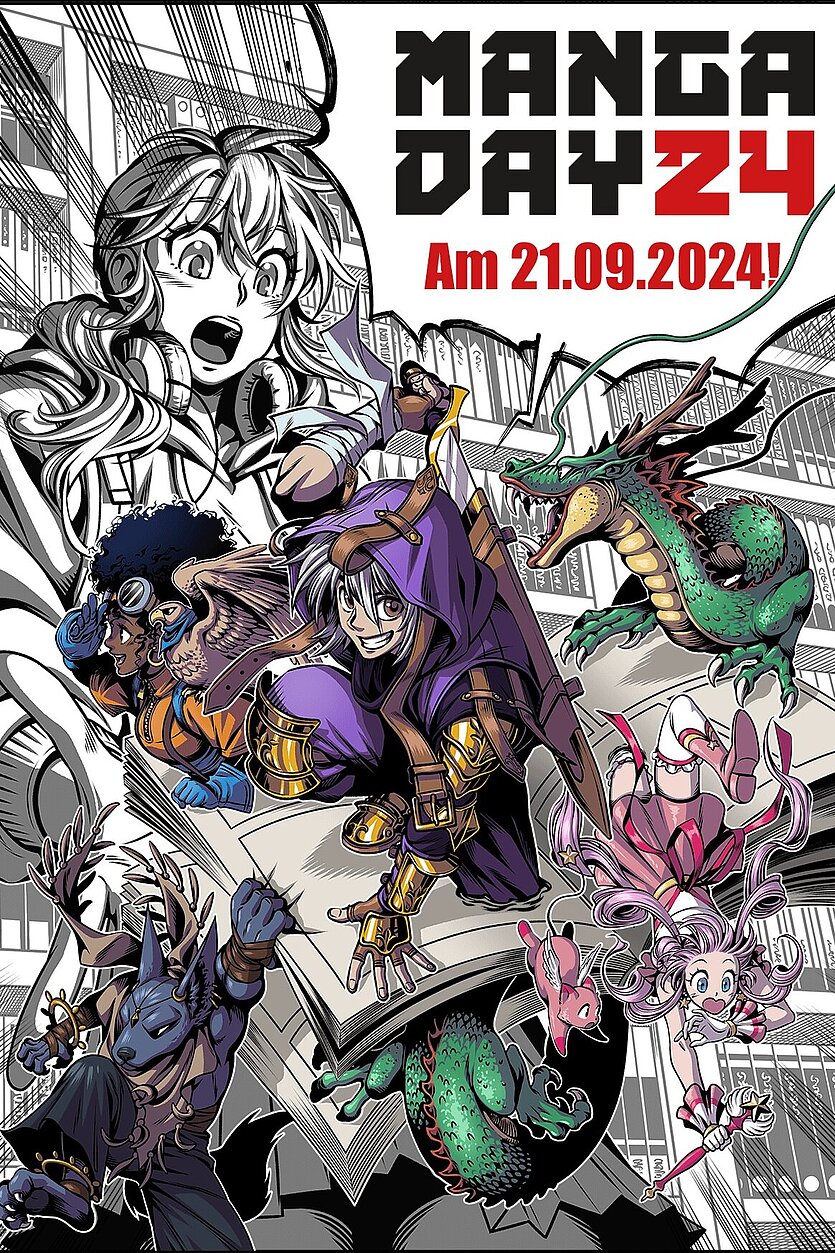 Werbeplakat mit gezeichneten Mangafiguren für dem MangaDay 24 - copyright: altraverse gmbh - Ersteller: altraverse gmbh