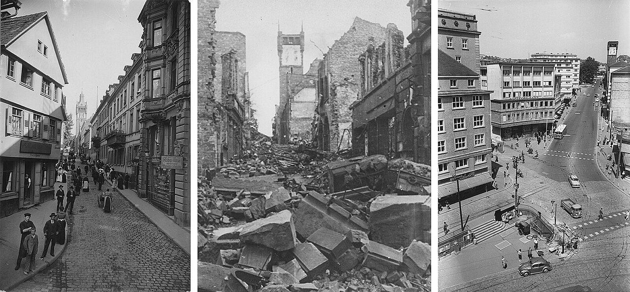 Drei Fotos Pforzheims - copyright:Stadtarchiv Pforzheim