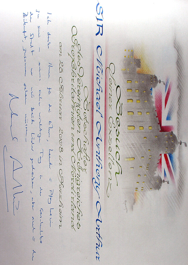 Bild: Eintrag Goldenes Buch Sir Anthony