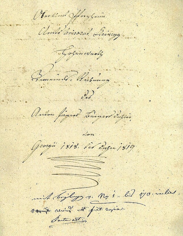 Titelblatt der Jahresrechnung 1818/1819 der Gemeinde Hohenwart