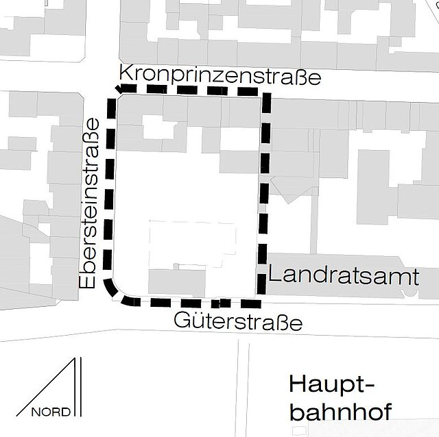 Geltungsbereich Bebauungsplan - copyright:Stadt Pforzheim