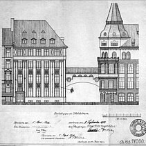 Construction drawing: Plans of the Kontorhaus for Kollmar & Jourdan by the architects Hermann Walder. - copyright:Stadtarchiv Pforzheim – Institut für Stadtgeschichte B64 – Bleichstraße 75 und 77