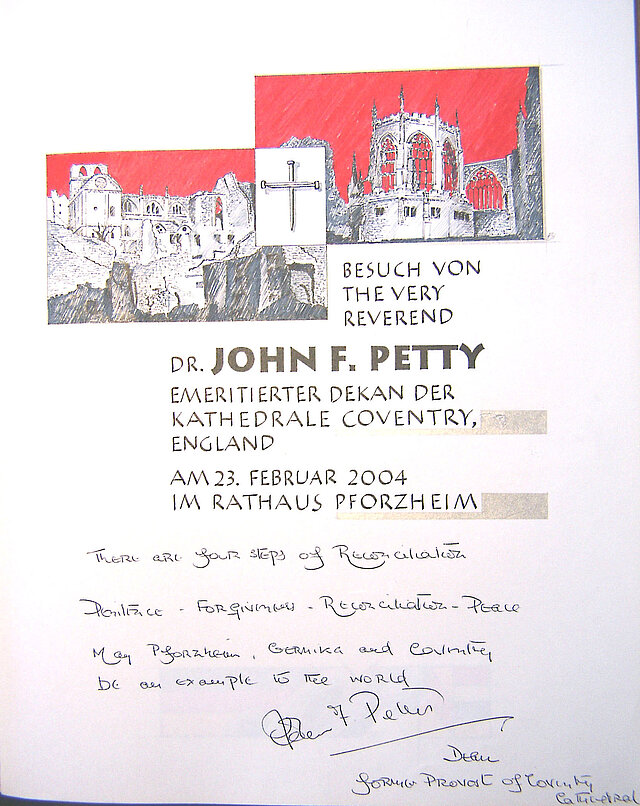 Bild: Eintrag Goldenes Buch John Petty