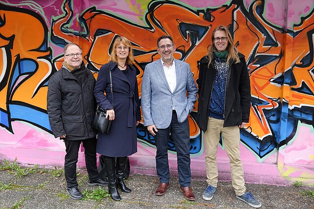 v.l. Alexander Weber, Angelika Drescher, Tobias Volle, Aaron Krings