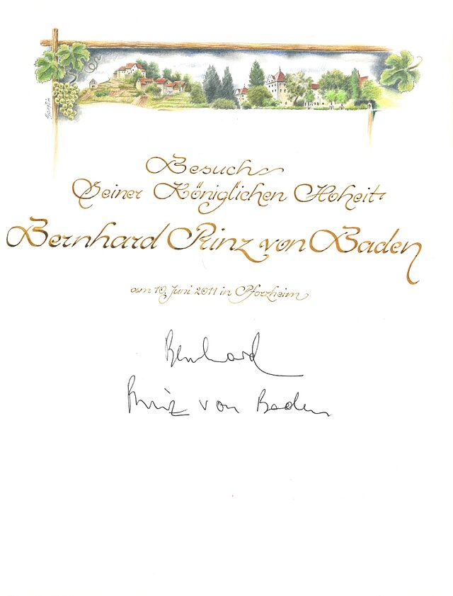 Dieses Bild zeigt den Eintrag im Goldenen Buch.