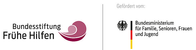 Logo: Bundesstiftung Frühe Hilfen, Bundesministerium für Familie, Senioren, Frauen und Jugend
