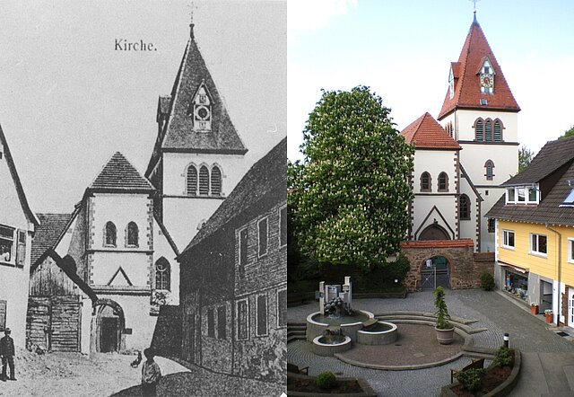 Bild Bergkirche Büchenbronn früher und heute