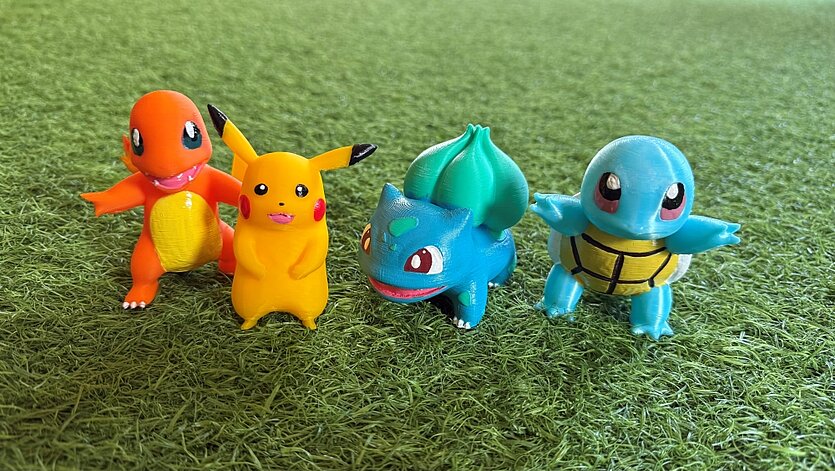 Farbige Fotografie von 3D-gedruckten Pokémon - copyright: Stadtbibliothek Pforzheim - Ersteller: Achim Schroth