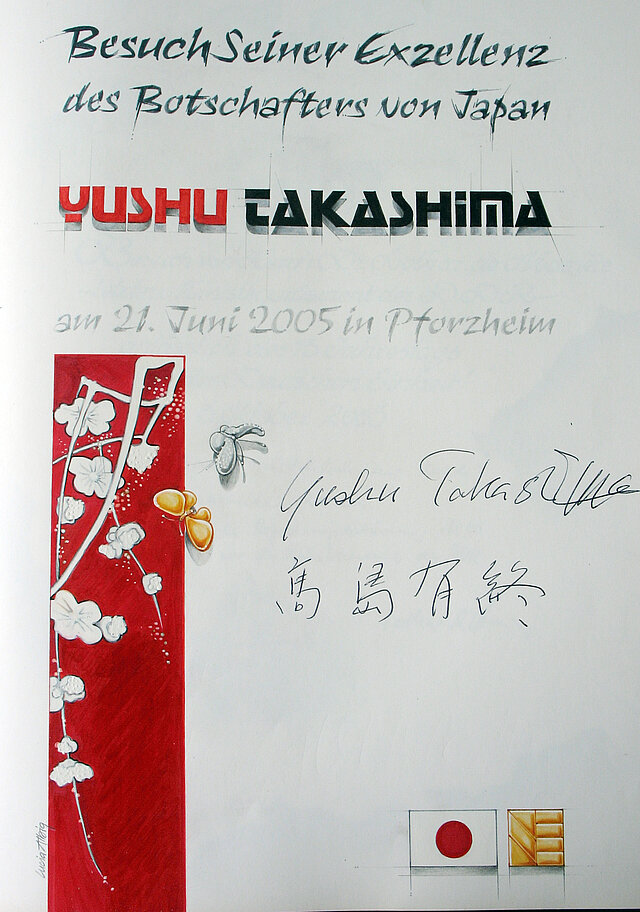 Bild: Eintrag Goldenes Buch Takashima