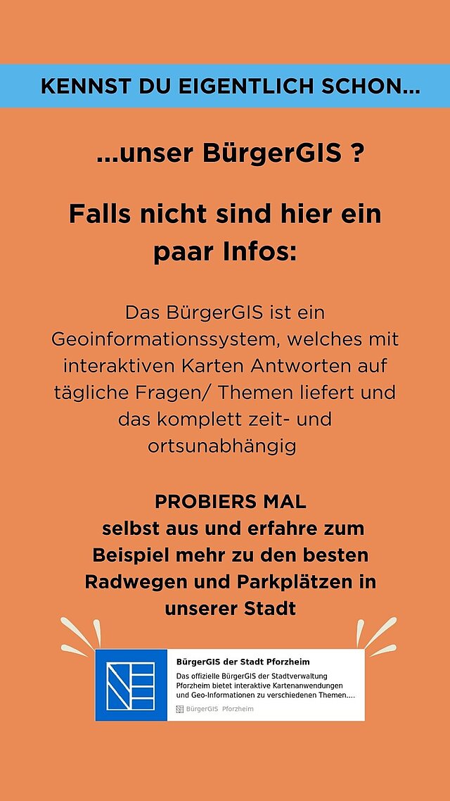 Infofolie mit Verweis auf BürgerGIS - copyright:Stadt Pforzheim