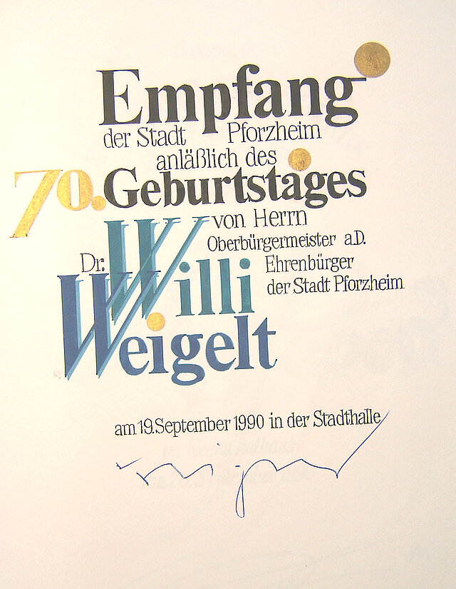 Bild: Eintrag Goldenes Buch Willi Weigelt