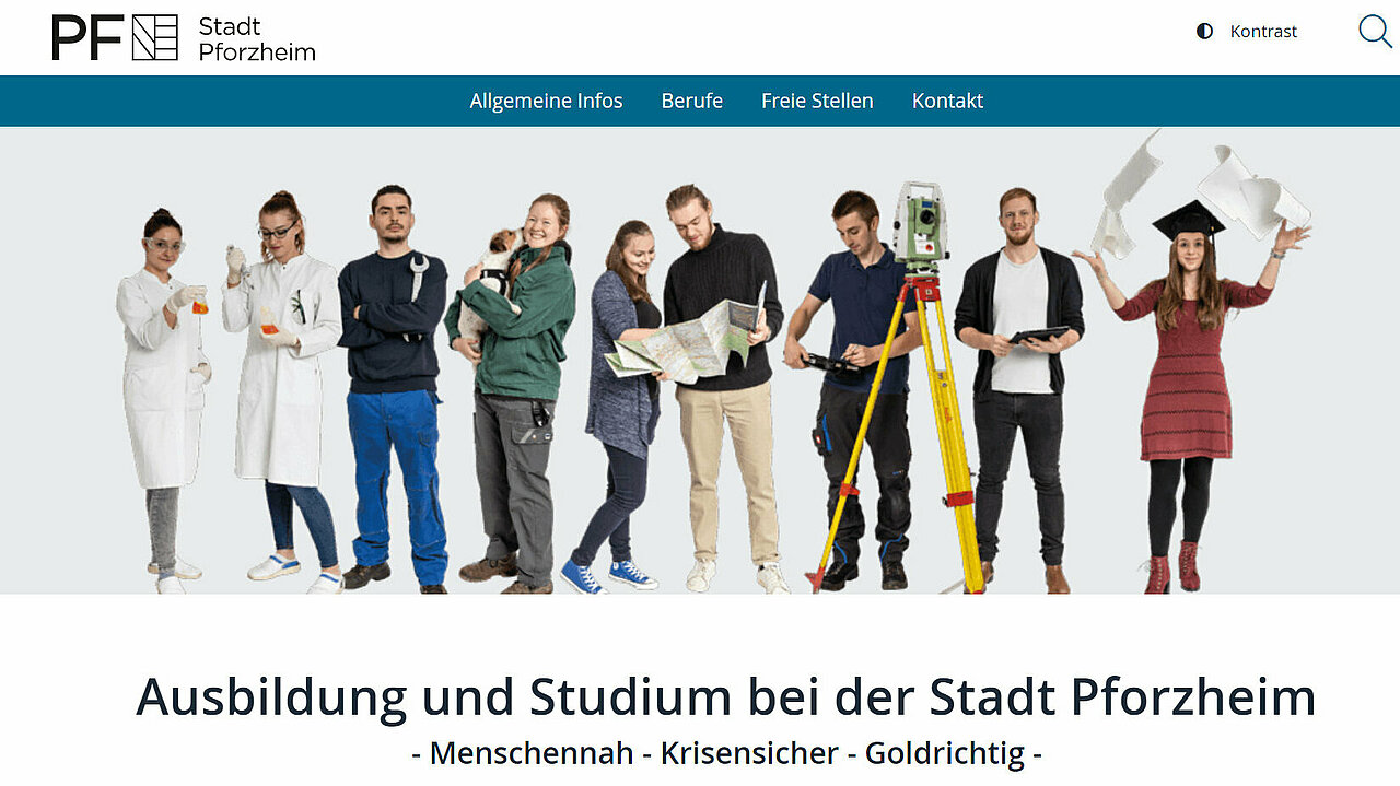 Vorschaubild: Startseite Ausbildungsportal der Stadt Pforzheim - copyright:Stadt Pforzheim