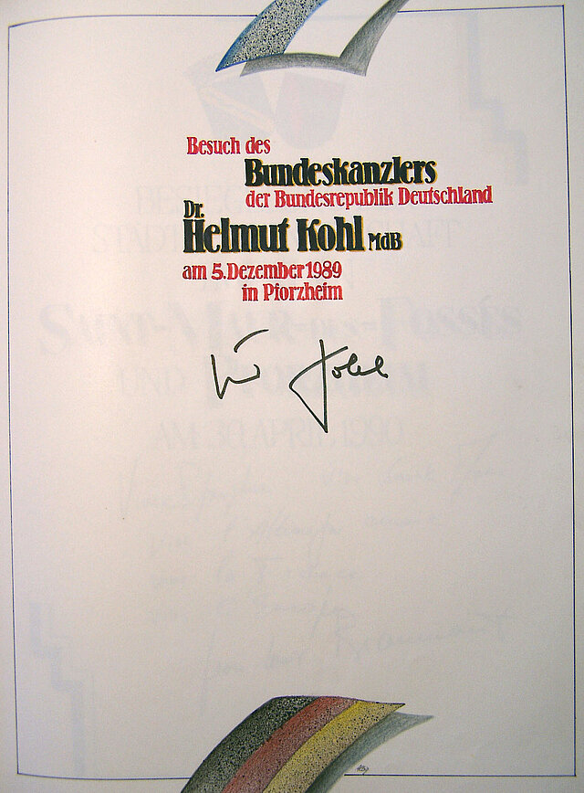 Bild: Eintrag Goldenes Buch Helmut Kohl