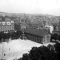 Schwarz-Weiß-Aufnahme: Der Turnplatz im Jahre 1914. - copyright:Stadtarchiv Pforzheim – Institut für Stadtgeschichte, S1-5-10-R-46