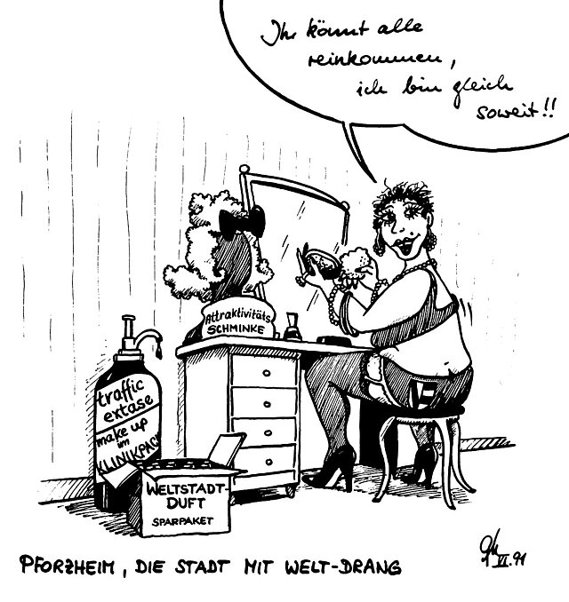 Karikatur Stadt Pforzheim