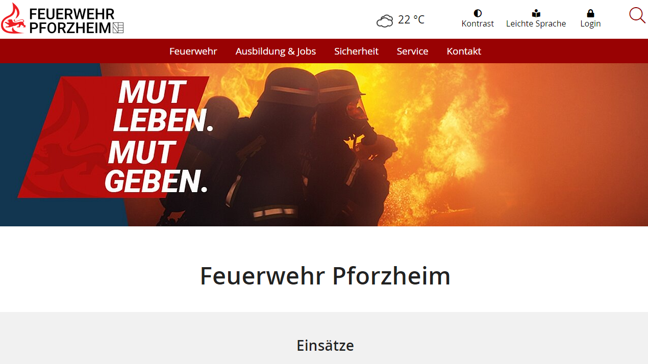 Symbolbild: Ansicht Portal Feuerwehr Pforzheim - copyright:Stadt Pforzheim