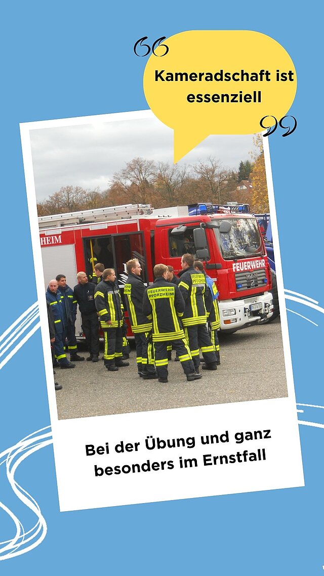 Info-Seite Feuerwehr zum Thema Kameradschaft - copyright:Stadt Pforzheim