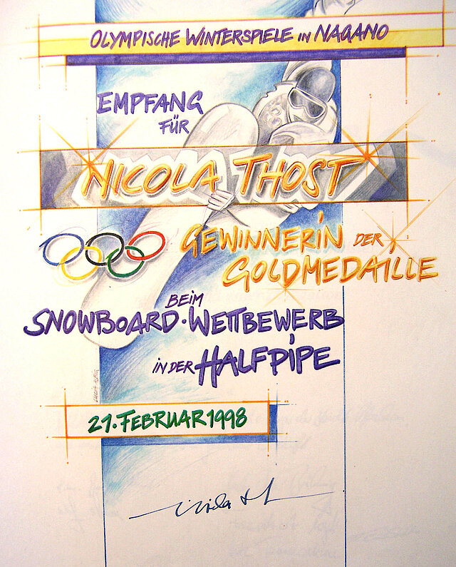 Bild: Eintrag Goldenes Buch Olympia-Gold