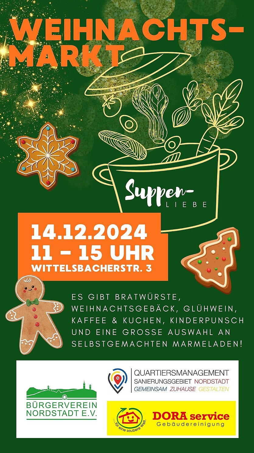 Flyer Weihnachtsmarkt in der Nordstadt 2024 - copyright: Bürgerverein Nordstadt e.V. - Ersteller: BVN