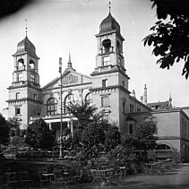 Schwarz-Weiß-Fotografie: Der Saalbau im Stadtgarten, 1906. - copyright:Stadtarchiv Pforzheim – Institut für Stadtgeschichte, S1-6-41-R-29