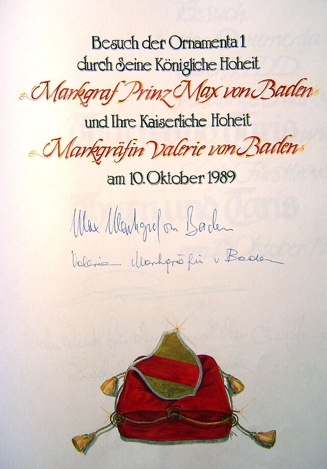 Bild: Eintrag Goldenes Buch Ornamenta