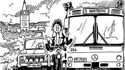 Karikatur Fahrradfahrer
