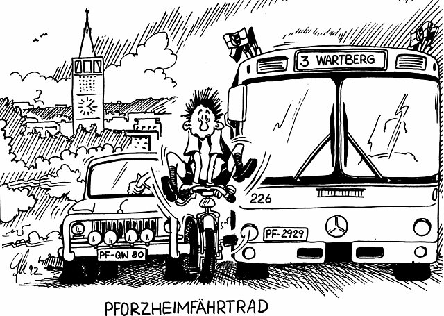 Karikatur Radfahrer