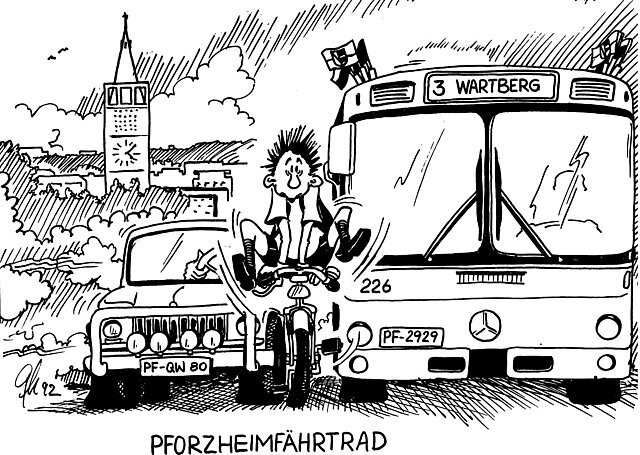 Karikatur Radfahrer