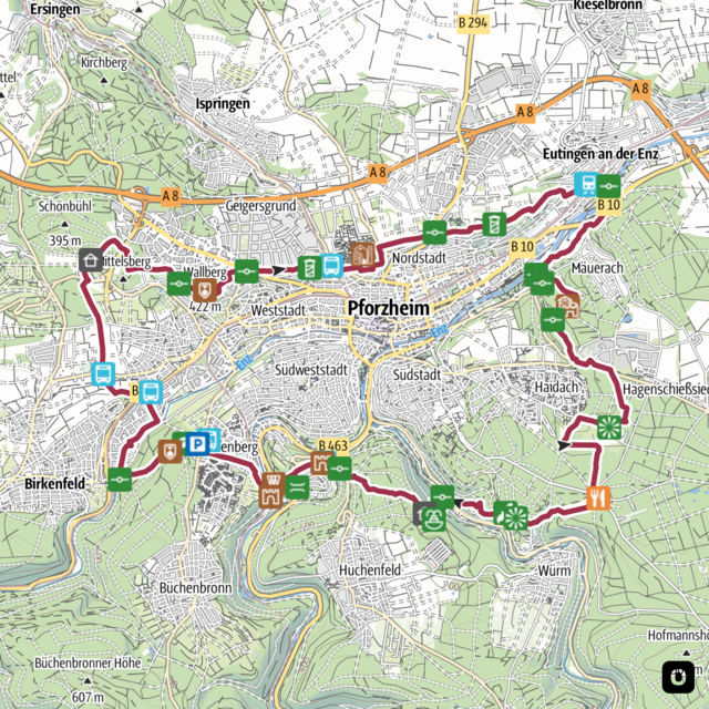 Minimap Stadtumrundung - Quelle: Outdooractive Minimap Stadtumrundung - Quelle: Outdooractive