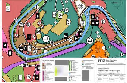 Kartenausschnitt Untersuchungsgebiet: Plan Nr. 14: Ausschnitt des Flächennutzungsplans - copyright:Stadt Pforzheim