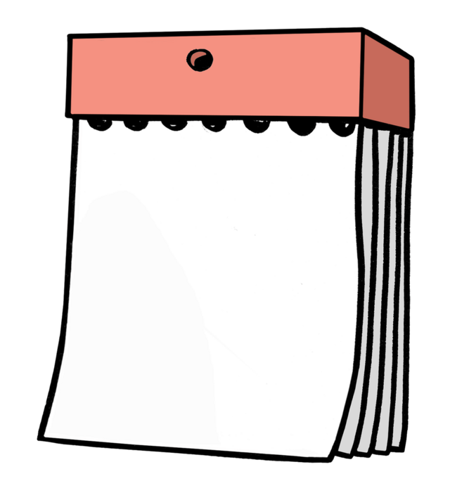 Illustration: Leeres Kalenderblatt: Datum - copyright:Lebenshilfe für Menschen mit geistiger Behinderung Bremen e.V.