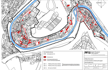 Kartenausschnitt Untersuchungsgebiet: Plan Nr. 9: Denkmalschutz - copyright:Stadt Pforzheim